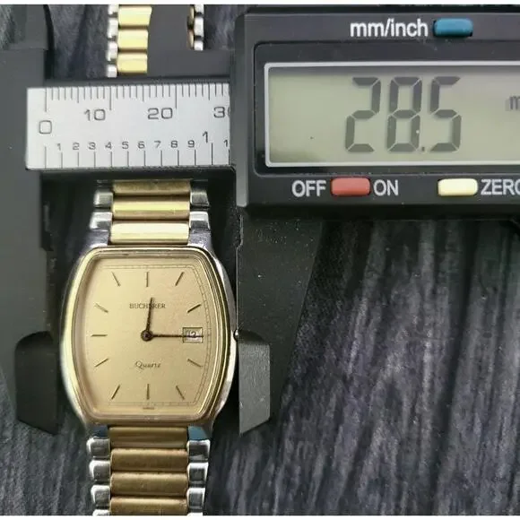 Vintage Bucherer Gold Dust Dial Mens Swiss Tank Date Watch